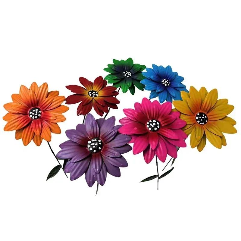 8 цветов металлические цветы садовые колья палки для патио внутренние уличные поделки нержавеющие металлические железные дворовые украшения для газона в наличии