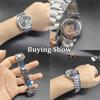 Mens Automatic Mechanical Watch Grey Skeleton Dial Luminous Hands Waterproof Business Wristwatch