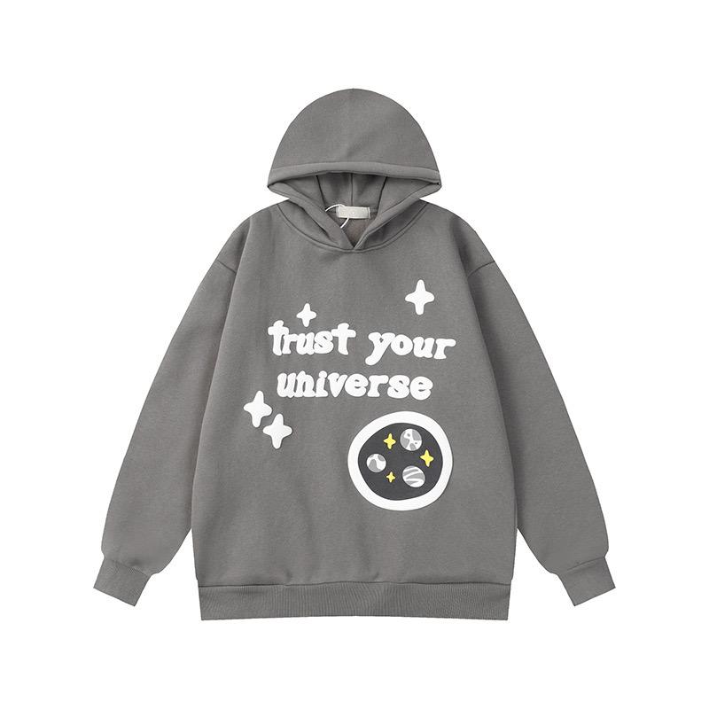 Graffiti Letter Foam Fleece Baggy Sweatshirts Męskie Oversize High Street Casual Hooded Hoodie Unisex Pullover Loose Hoody