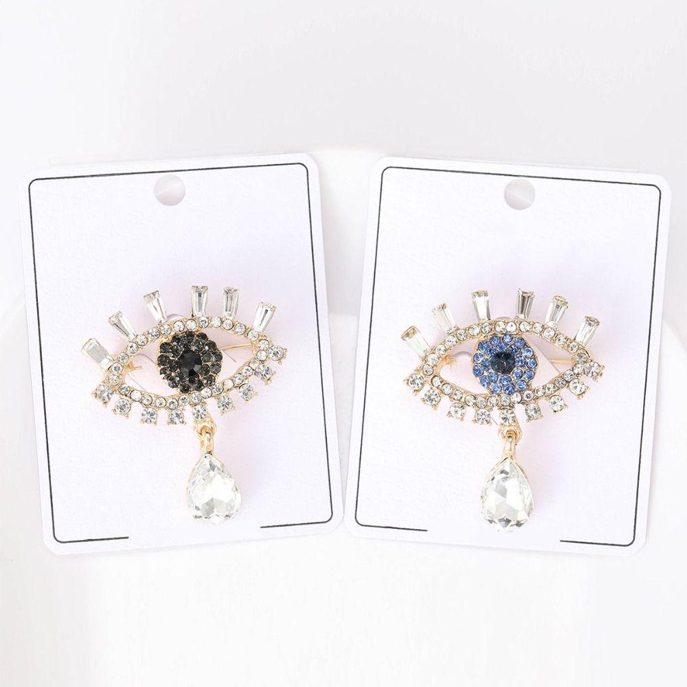 Hollow Out Devil Eye Brooch Pin Crystal Pendant Rhinestone Eye Brooches  Clothes Accessories