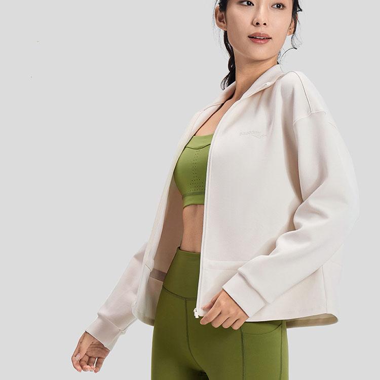 SAUCONY Solid Color Zip Neck Long Sleeve Jacket Women Jackets Milk-Cloud SC1230012DY-GE75
