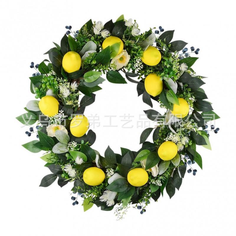 Artificial Lemon Peony Wreath Wall Hanging Decor Door Home Festival Party Decoration