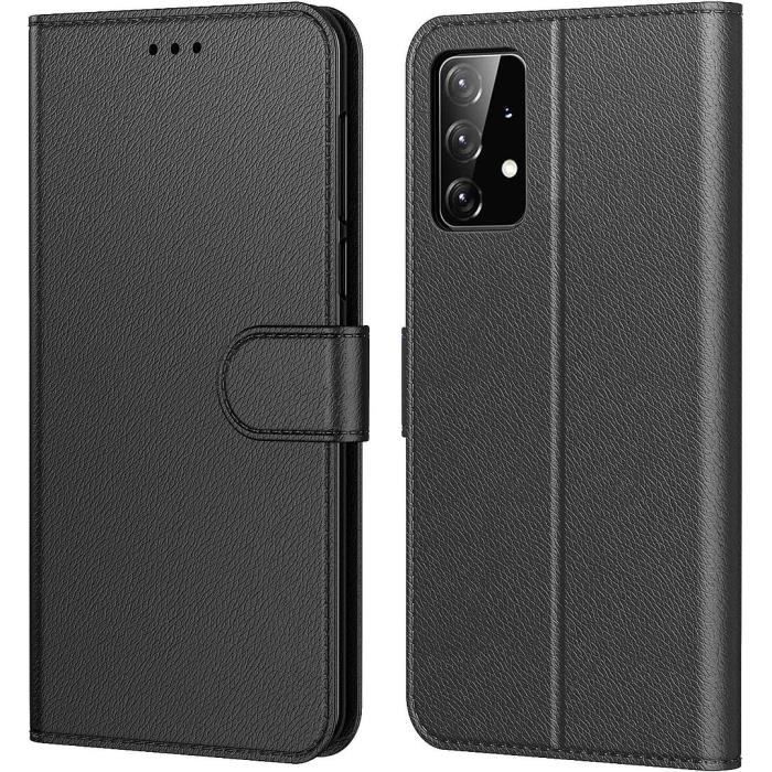Coque pour Samsung A23 5G Fermeture Magnétique Protection Effet Cuir Solide Élégant Noir