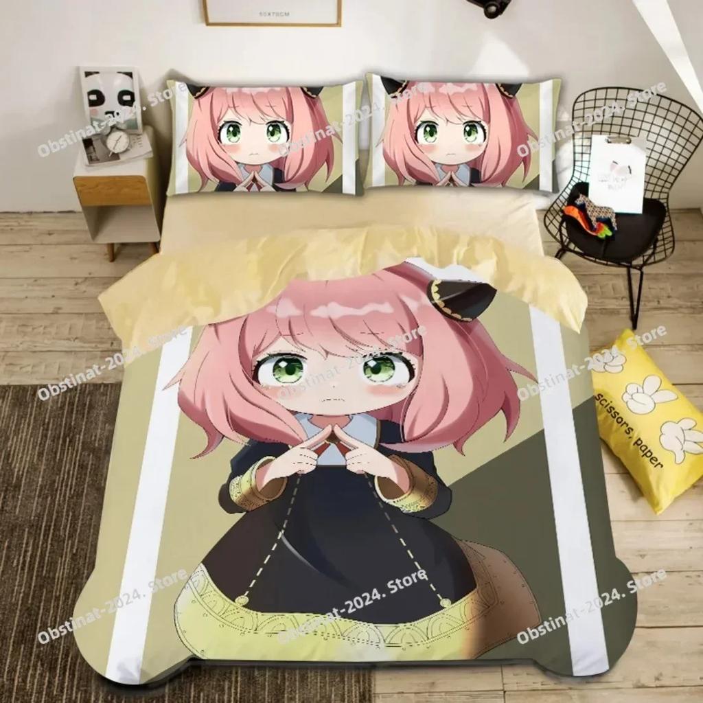 Cute Spy X Family Anya Duvet CoverAnime Spy Family Bedding SetBoys Girls Single Twin Queen Size Quilt Cover