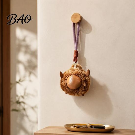 Plush Keychain Animal Keychain, Soft Stuffed Pendant with Braided Cord, Round Cute Decorative Hanging Charm Bunny Sheep for Backpack, Mini Doll