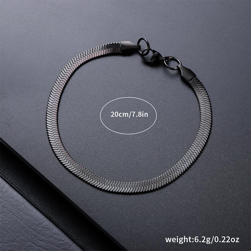 

Fashion Cuban Chain Bracelet Men Black Snake Bone Link Braslet Boyfriend Gift Hiphop Cool Biker Hand Accessories Wrap Braclet 20cm(7.8inches)