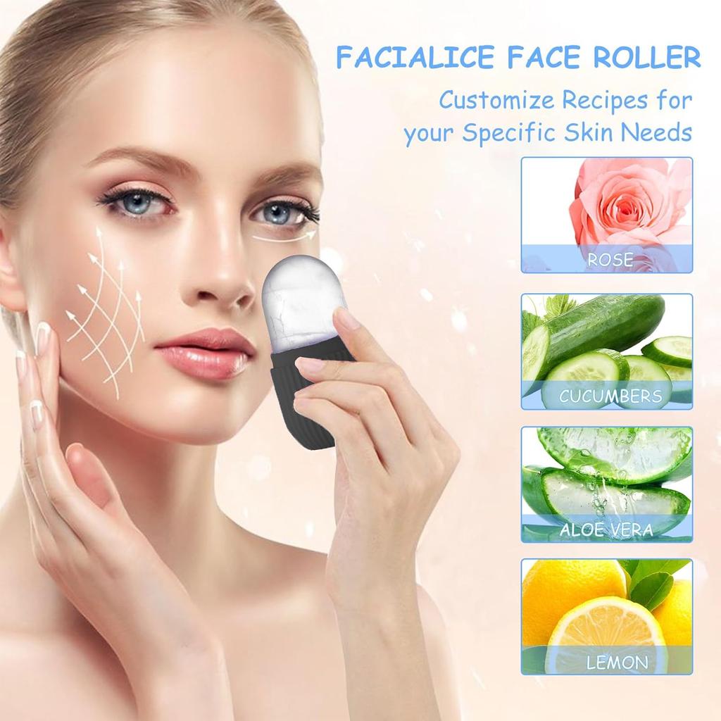 3 Pack Ice Roller for Face Eyes Women Facial Depuffer,Skin Care,Ice Pack Neck Massager,Cooling &Smoothing,Beauty Essentials(Black)