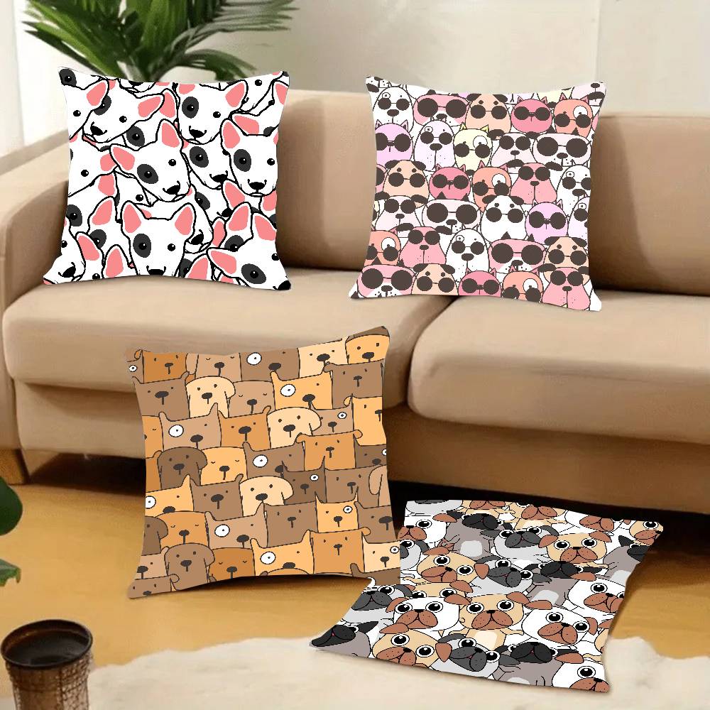 Cute Dog Face Pattern Pillow Case Home Decor Throw For Sofa Bed Car Room Decor Gift Idea