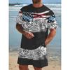 Summer Fashion Comfortable Loose Large Creativity 3D Printed Two-piece Set Casual Sports Versatile Round Neck Short Sleeved Men's Sports Wear