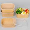 10Pcs/Set Disposable Lunch Box Kraft Paper Square Lunch Box Fast Food Packing Boxes Paper Bowls With Lid Household Bento Boxes