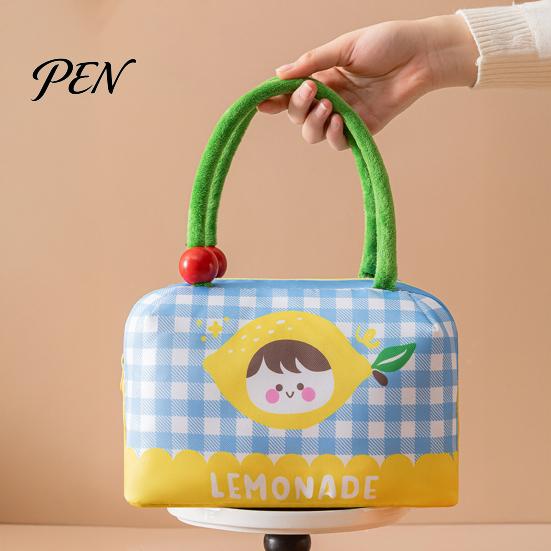 Insulated Cooler for Fruits And Drinks Lunch Bag with Reinforced Handle, Cartoon Pattern Print, Portable Easy To Clean Sack Large Capacity Food