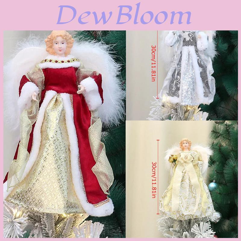 Elegant Plush Winged Angel Tree Topper Star For Festive Holiday Decor