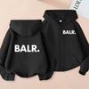 BALR. Letter-Print Zip-Up Hoodie for Kids – Stylish Casual Sweatshirt/Jacket for Boys and Girls (Ages 3–12), Thickened Version for Autumn and Winter