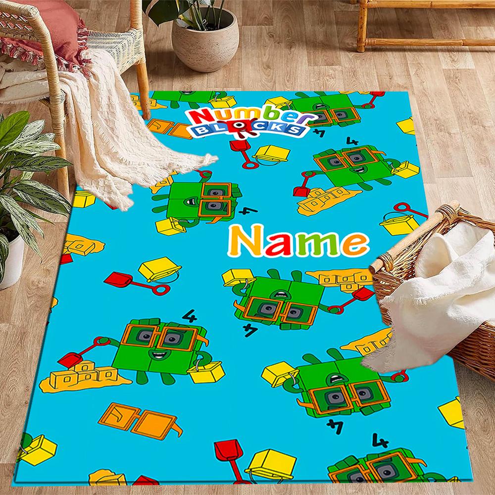 Tappeto da pavimento con blocchi numerici Inverno Divertente Nome Personalizzabile Tappeto per Ufficio Design per Stanze dei Giochi Camere da Letto Ingresso Tappeto Antiscivolo per Esterni Ufficio Arredamento per la Casa