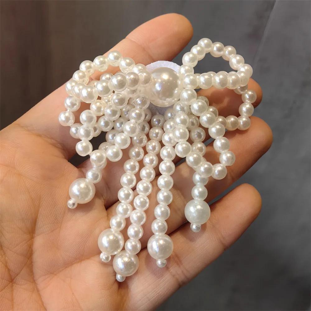 Shoe Flower Buckle Premium Decorative Shoe Charm Accessories Fashion Lace Pearl Bow Shoe Laces Charms for Sneakers Decorative