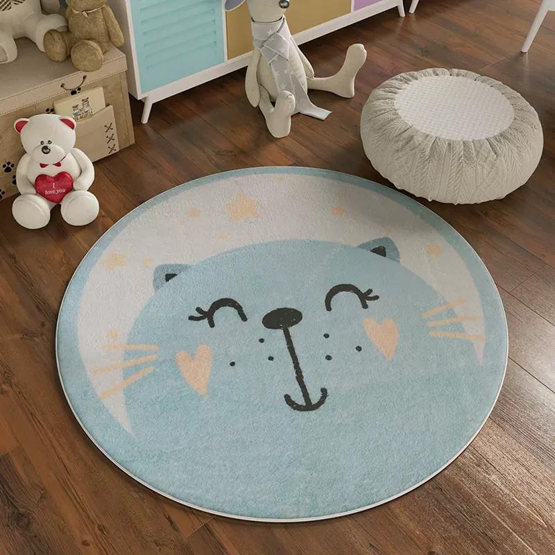 Round Cartoon Plush Carpets Cute Children's Room Decoration Rug Large Area Living Room Rugs Bedroom Bedside Carpet Washable Mats
