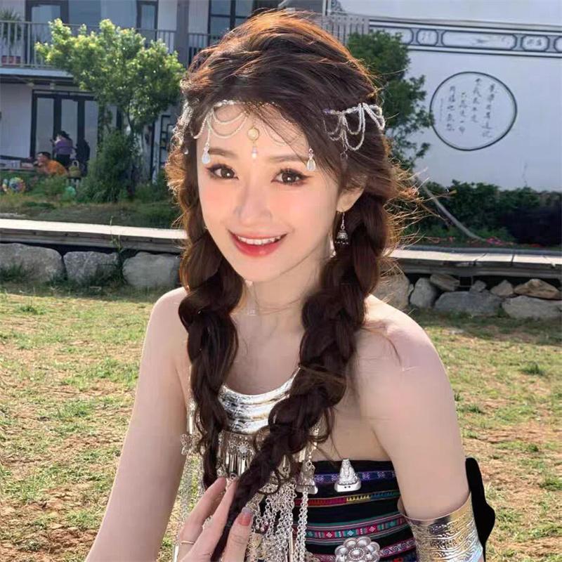 Frunte Dance Sprâncene Pandantiv Coiffă stil antic Acoperă Fața Perdele Lanț pentru frunte Picătură de apă Ornament pentru păr Colier cu lanț pentru cap