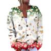 Women's Fashion Christmas Printed Long Sleeve Knitted Cardigan Button Down Jacket