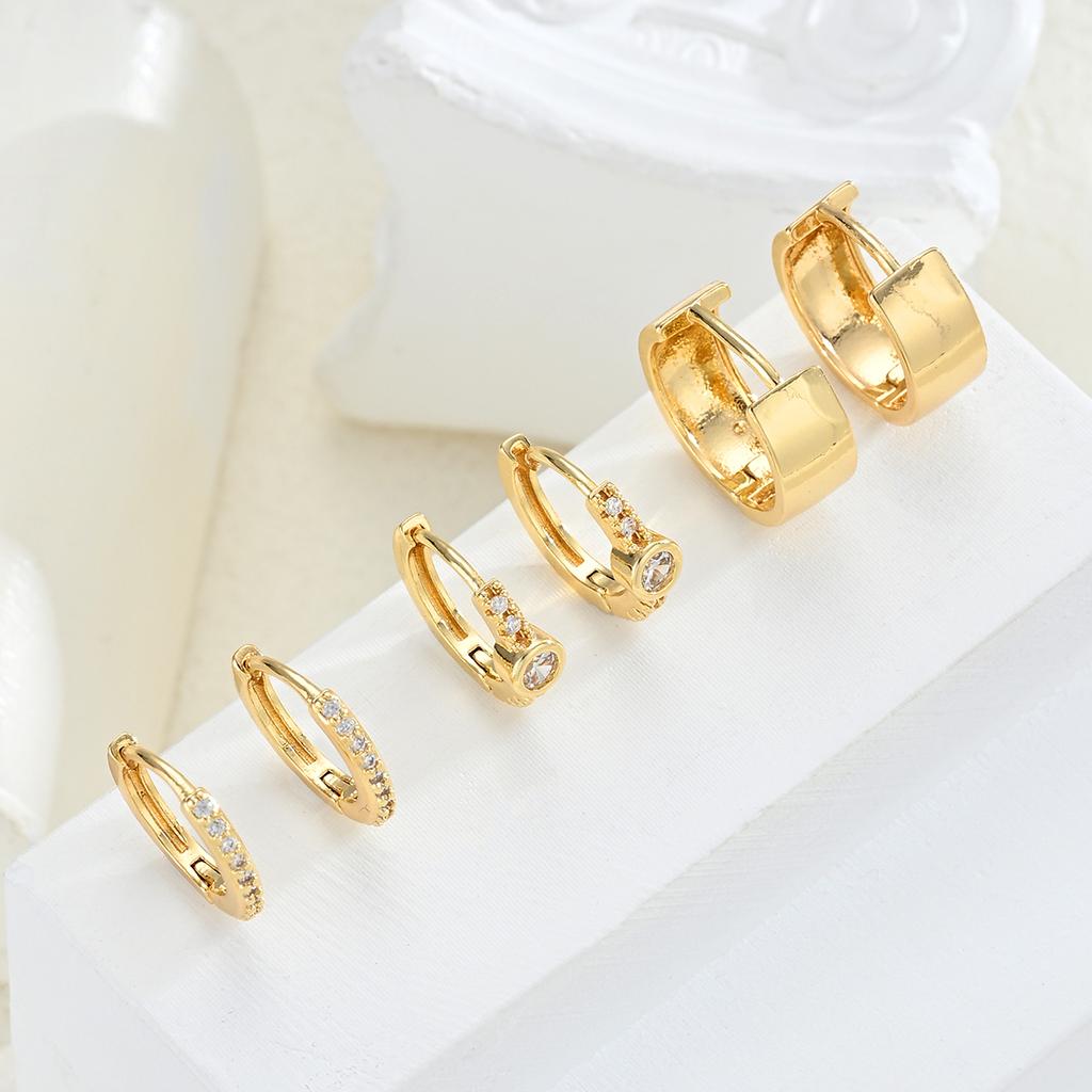 3 Pairs Dainty 14K Gold Plated Zircon Hoops Stackable Earrings Set For Women Fashion Elegant Daily Party Wear Jewelry Gifts 2026