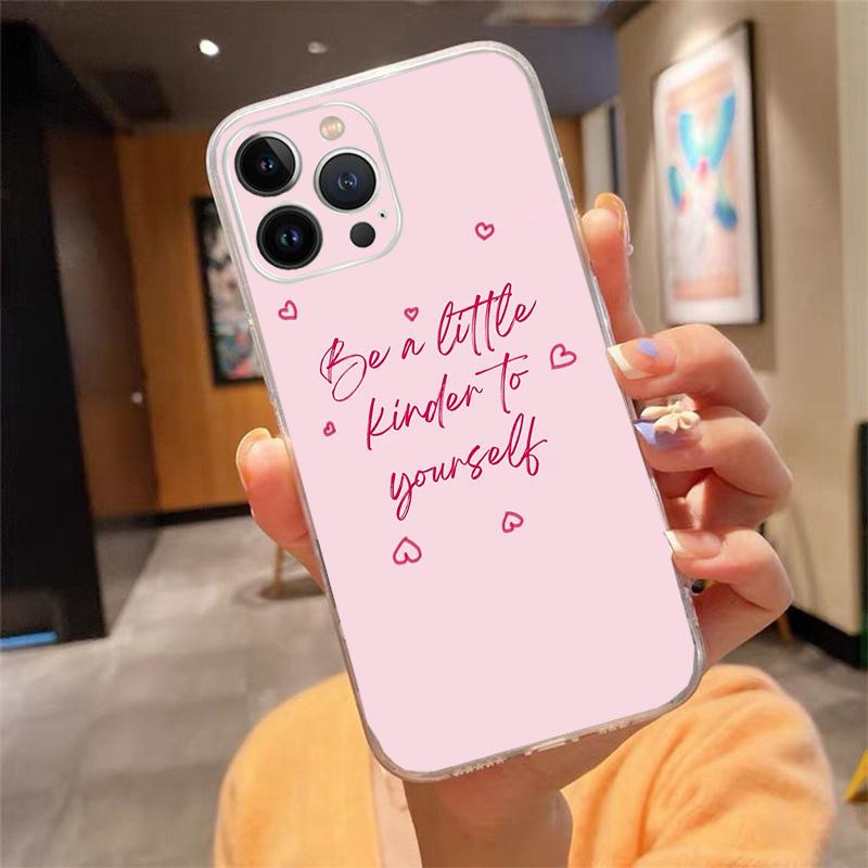 

Motivation Quotes Girl Love Yourself Transparent Case For iPhone 17 16 15 Promax Phone Case iPhone 14 13 Pro Plus Air Silicone iPhone 17Pro