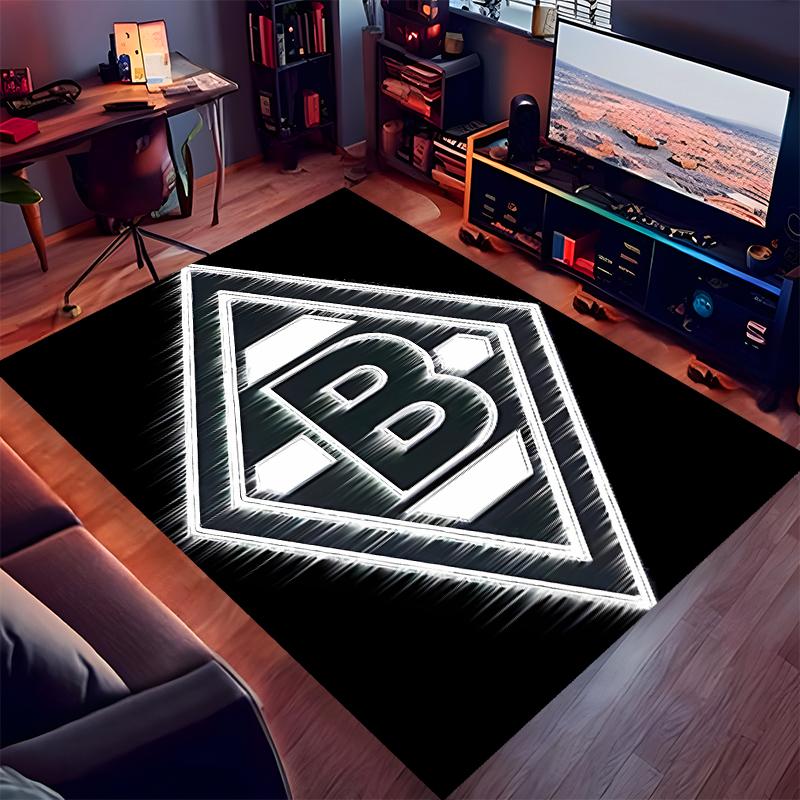 1pc Borussia Monchengladbach Logo Print Area Rug - Soft,Washable Non-Slip Indoor Mat for Office Chairs,Living Room,Home Office Decorative Rug