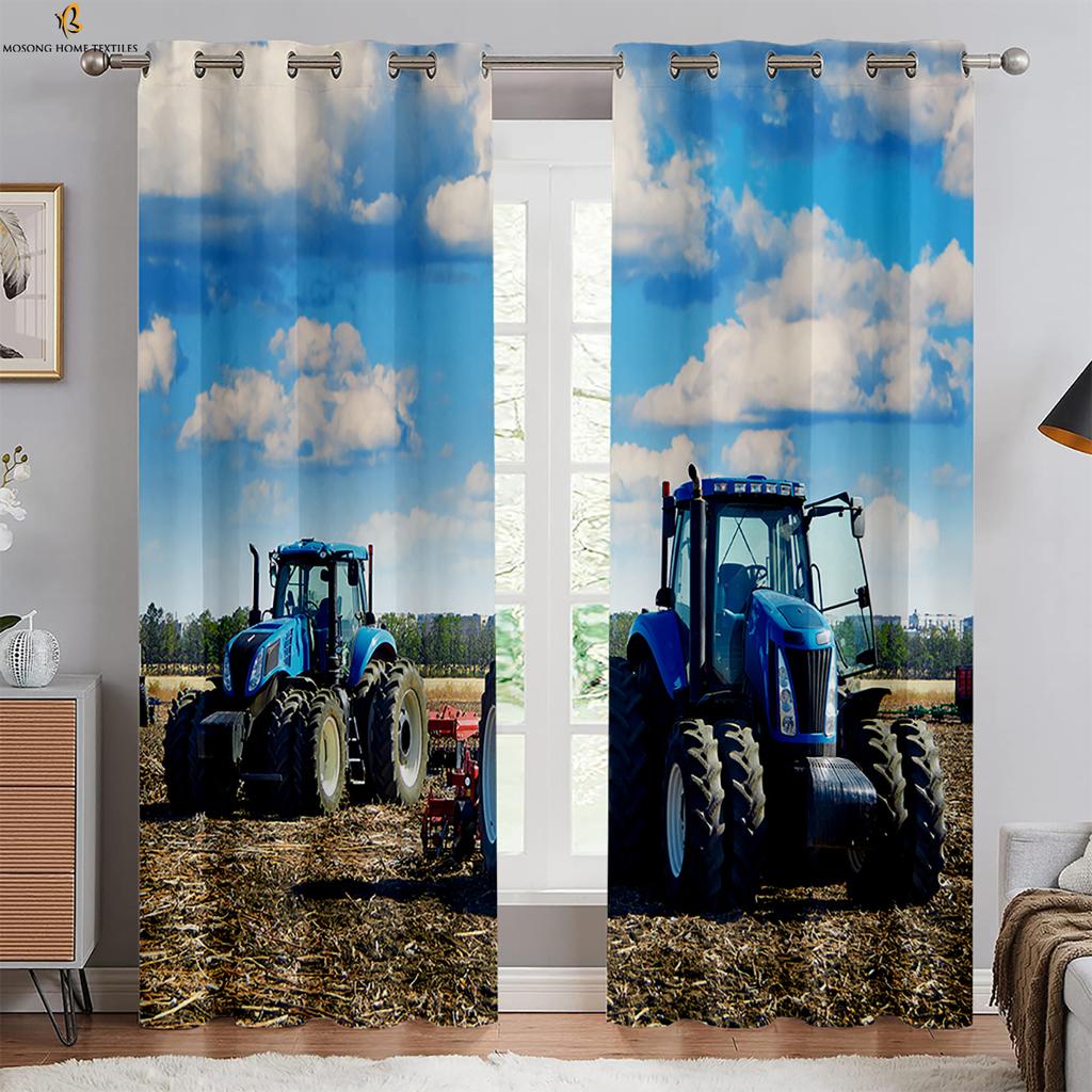 Cool Tractor 3d Printed Curtains Living Room Balcony Bedroom Kitchen Decorative Curtains Home Decoration Rod Pocket Curtains