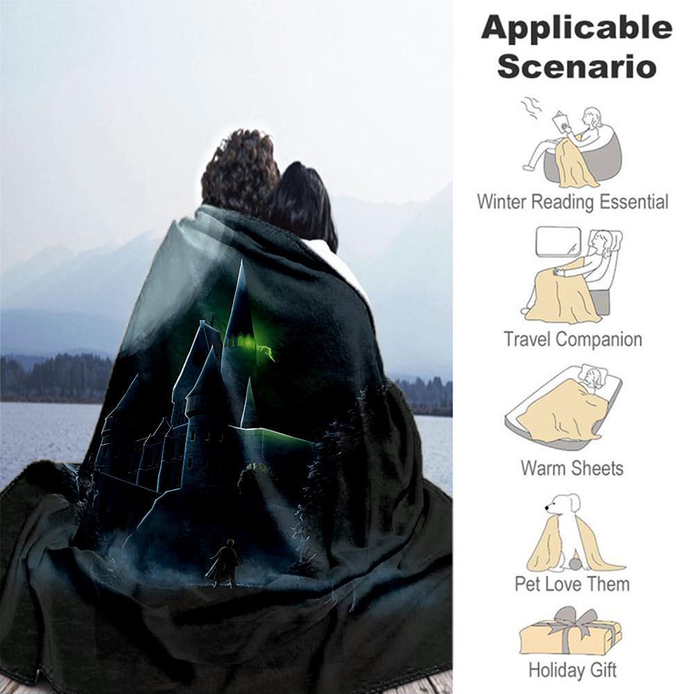 1pc castle night wizard Outdoor Flannel Throw Blanket All Season Soft Warmth,Home Decor 1031156
