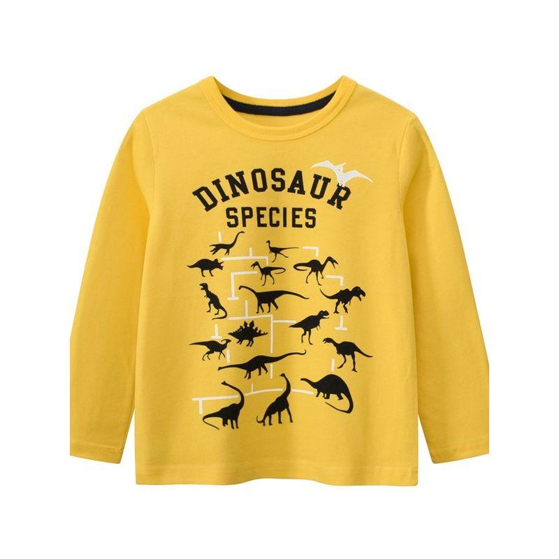Children's Clothing Spring and Autumn Children's Dinosaur Bottoming Shirt Children's Long-Sleeved T-shirt Boys 100% Cotton Coat Girls Clothes