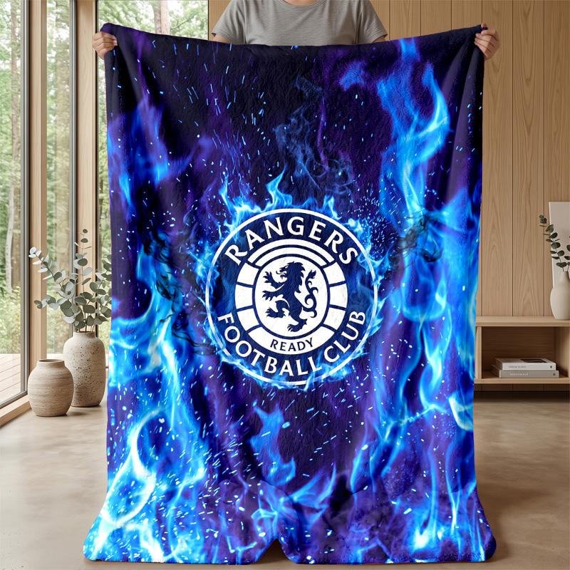 Rangers FC Weiche Flanell-Fleece-Decke Leicht Gemütlich Warm Überwurfdecke für Sofa Bett Heimdekoration