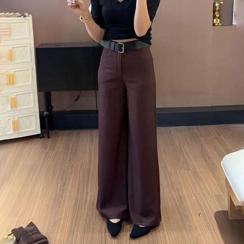 Spring 2026 Women s Purple Wide-Leg Textured Chic Pants 3XL