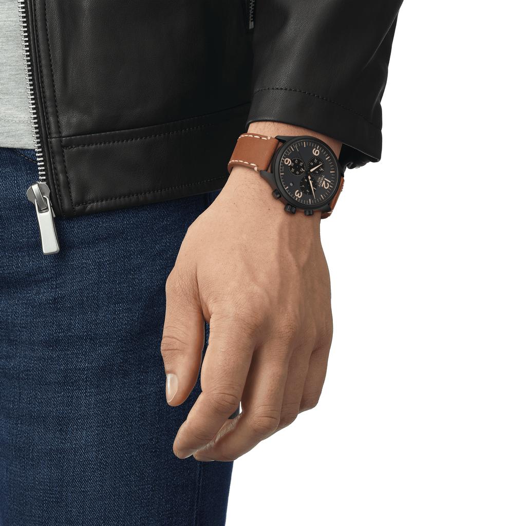 Tissot Leather Strap black Dial Men's Fashion Watch T116.617.36.057.00