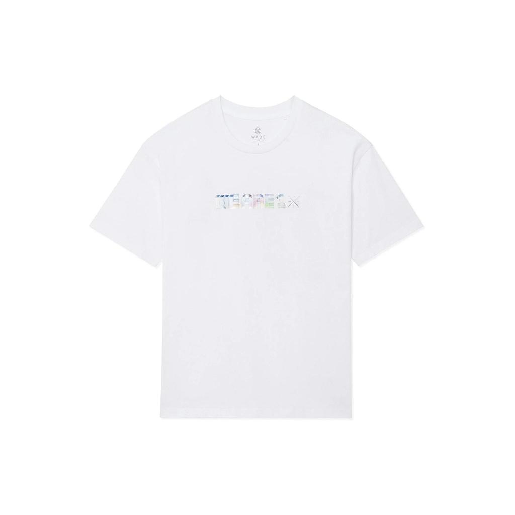 Li-Ning x Glare Artist Collab Abstract Back Print Loose Round Neck T-Shirt Unisex Tops White AHSS643-2