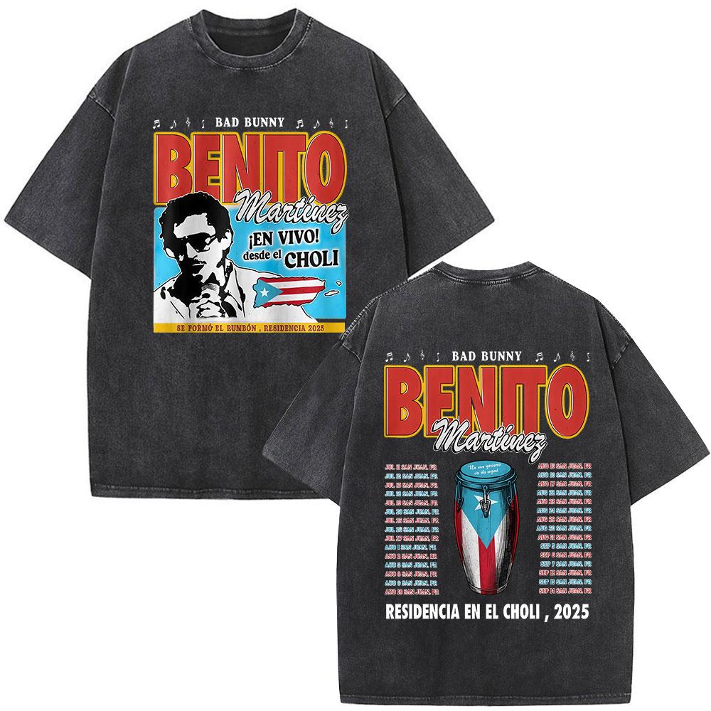 

Washed Vintage Bad Bunny DTMF Residencia Tour Merch T Shirt Debi Tirar Mas Fotos Tshirt Men Fashion Hip Hop Oversized Tshirts S