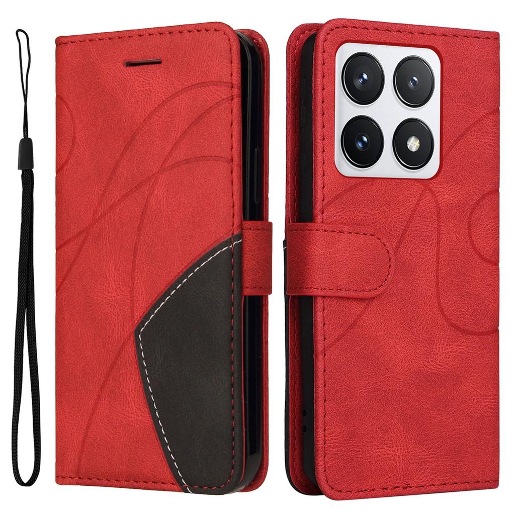 For Xiaomi 14T Pro Leather Case Wallet Stand Color Splicing Phone Cover