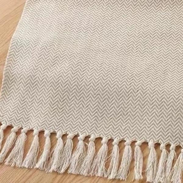 Vintage tkaný bavlněný lněný běhoun na stůl Venkovská svatební párty Dekorace Domácí textil na Vánoce Domácí běhouny na stůl