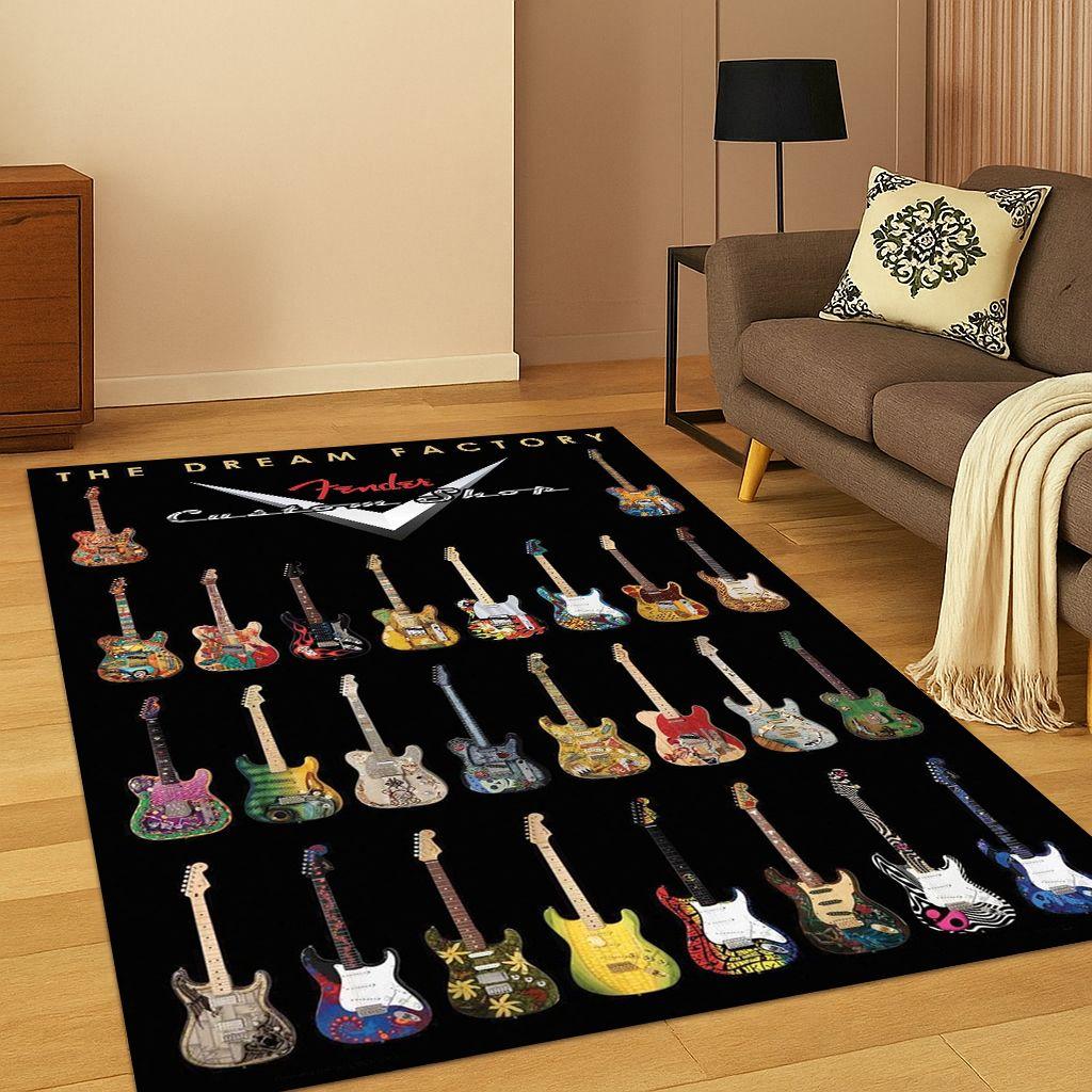3D Fender Guitar Bass Instrument Music Logo Carpet Rug for Bedroom Living Room Sofa Doormat Home Decor,Area Rug Non-slip Gift