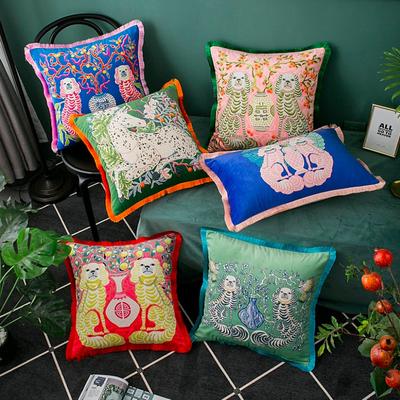 Luxury Retro Tassel Animal Collection Velvet Cushion Cover Decorative Pillow Art Home House High Level Sofa Chair