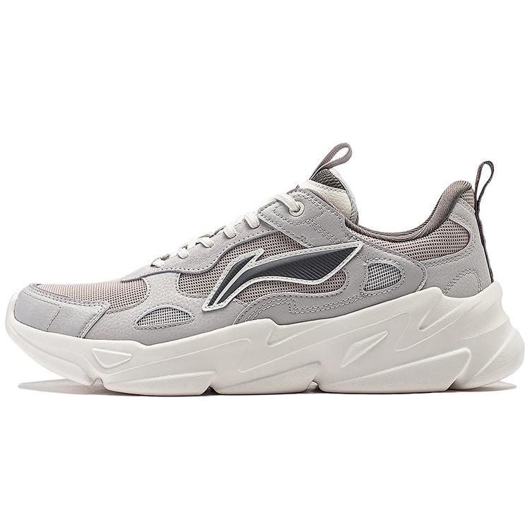Li Ning Firefly Textile, Synthetic Leather Slip Resistant And Breathable Low top Casual Shoes Men's Gray AGCT387-2