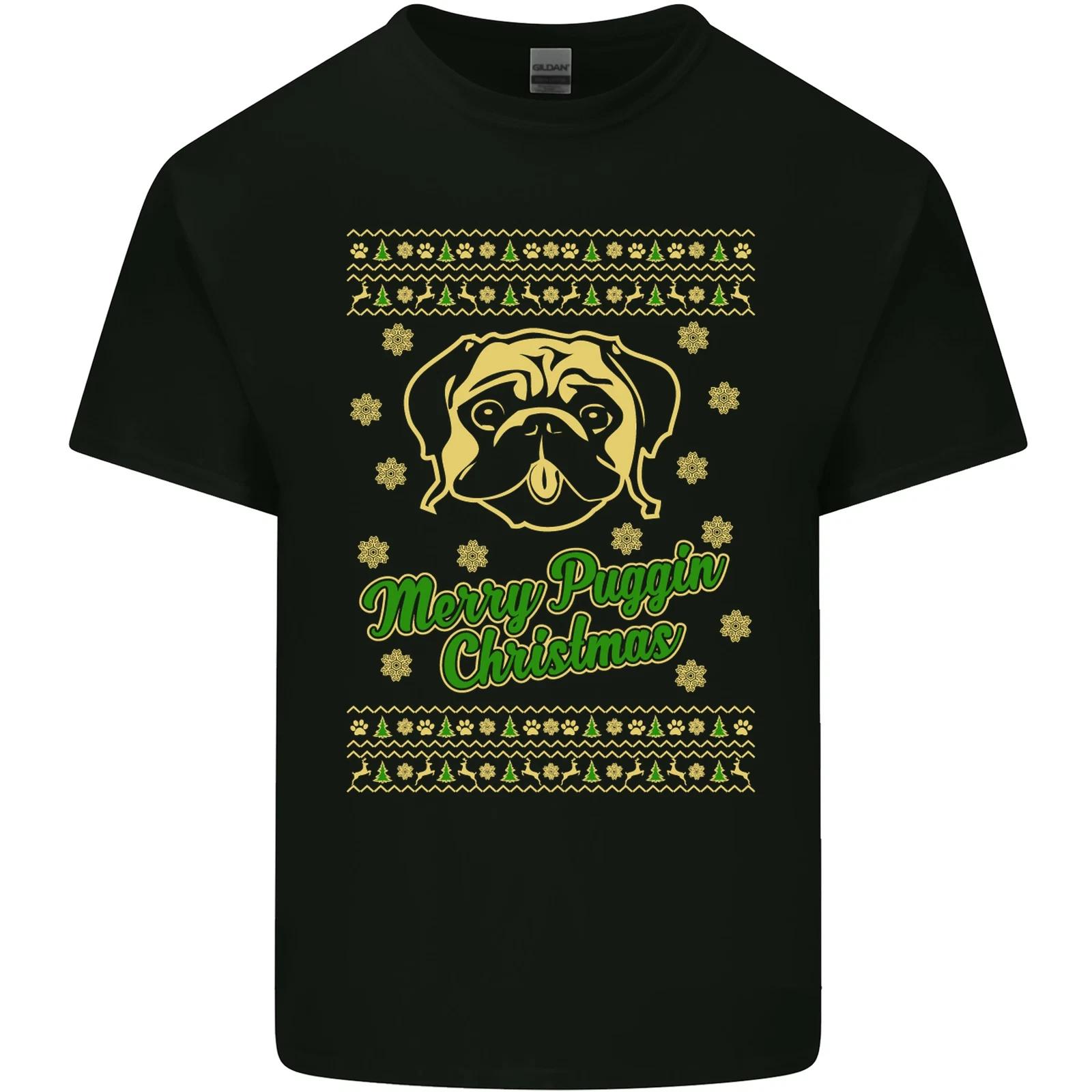 Merry Puggin Christmas Funny Pug Kids T-Shirt Childrens M