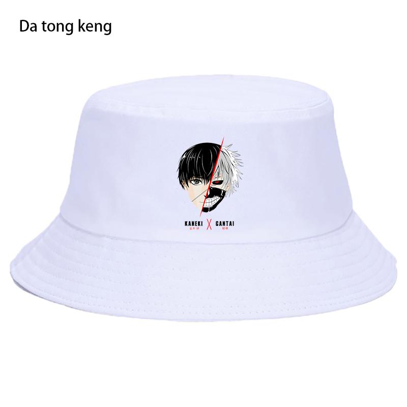 Tokyo Ghoul Japão Anime Engraçado Bucket Cap Casual Engraçado Chapéu de Sol Harajuku Algodão Bucket Hat Unissex Outdoor Protetor Solar Fishermans Hat
