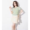 Women's Korean Style Color-block Knitted Off-Shoulder T-Shirt