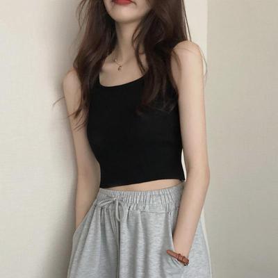 Women's Black Racerback Camisole: Sleeveless, Slim Fit, Crop Tank Top for Spring/Summer