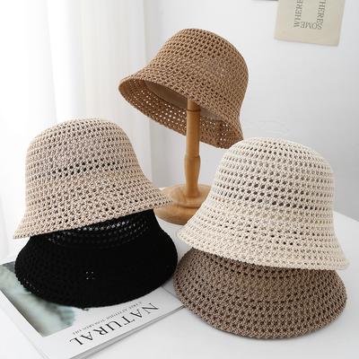 Frühling Sommer Gestrickter Fischerhut für Damen Faltbarer Sonnenhut Atmungsaktive Strandkappe Outdoor Reisen Lässig Chic 2025 Neuer Sonnenhut