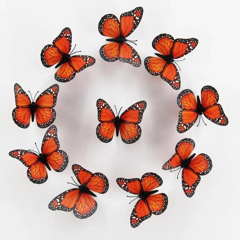 10 Pcs 4.72 In New Monarch Butterfly Decoration Stickers Butterflies For Crafts Artificial Wall 3D Home Decor
