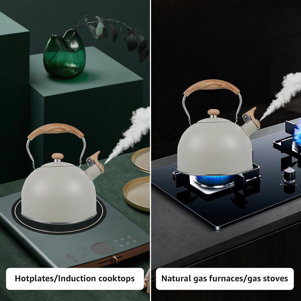 2.5L Stainless Steel Kettle Whistling Teapots Stove Top Rustproof Water Pots Induction Cooker Gas Safe Boil Water Tea and Milk