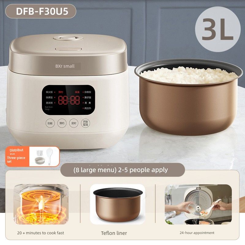 

Bear Rice Cooker For Home Small 3 Liter Multi-Functional Mini Rice Cooker 2 to 3 to 4 People Liner Intelligence Rice Cookers 3 L
