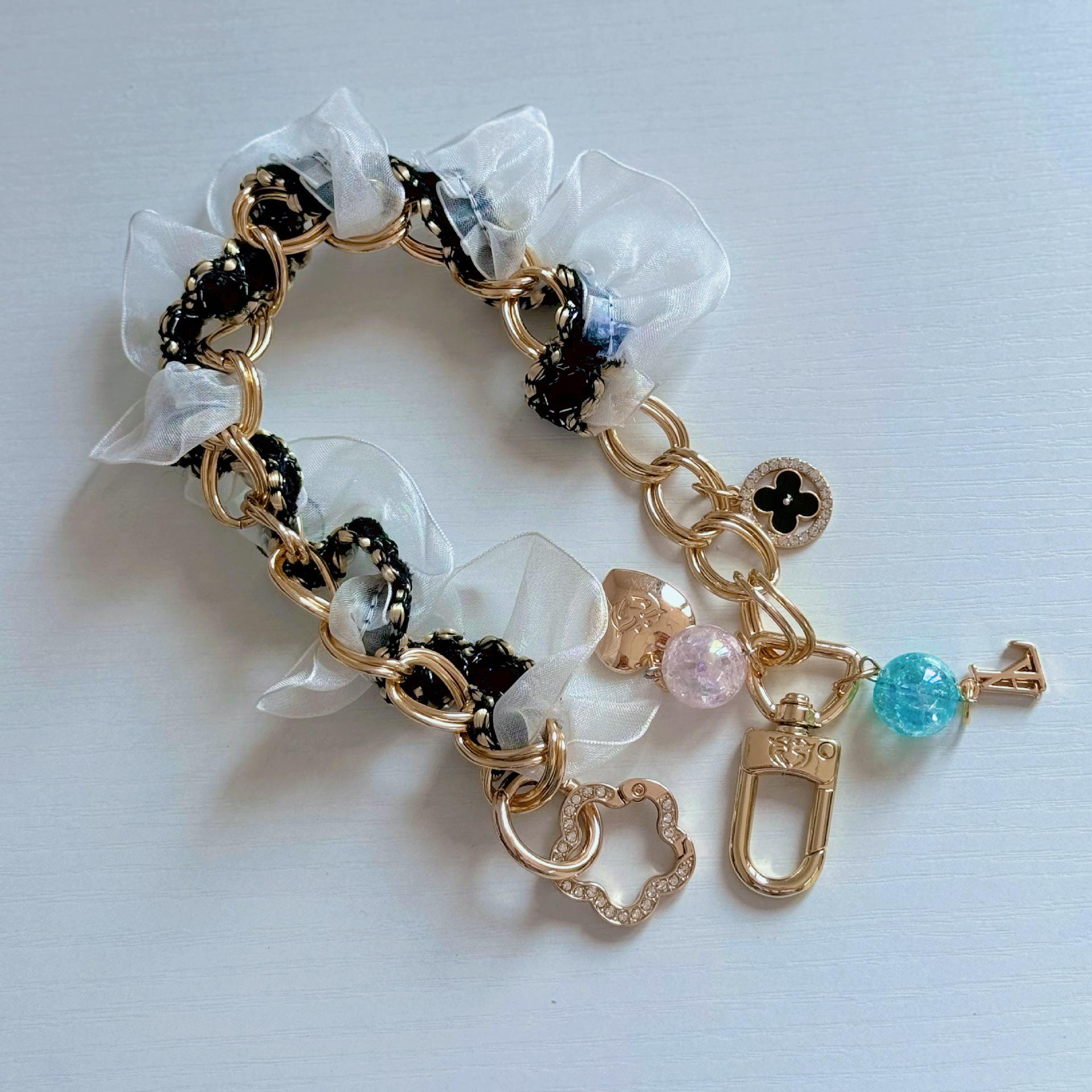 

Handmade Woven Chinese-Style Double Layer Bracelet with Retro Phone Lanyard & High-End Plated Gasket