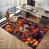 Floral Sugar Skull Rug for Colorful Living Room | Festive Butterfly and Flower Design for Day of the Dead Skid resistant carpet