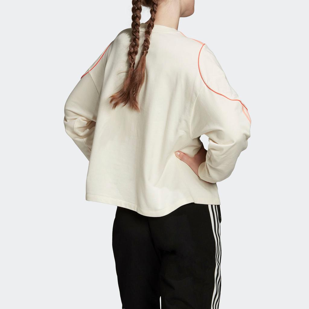 Adidas Originals Cropped Sweater Striped College Sweatshirt Women Sweaters Peach FM1952