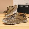 Men Sandals New Elastic Band Leather Hollow Breathable Comfortable Lightweight Summer Outdoor Beach Walking Sandals for Teen